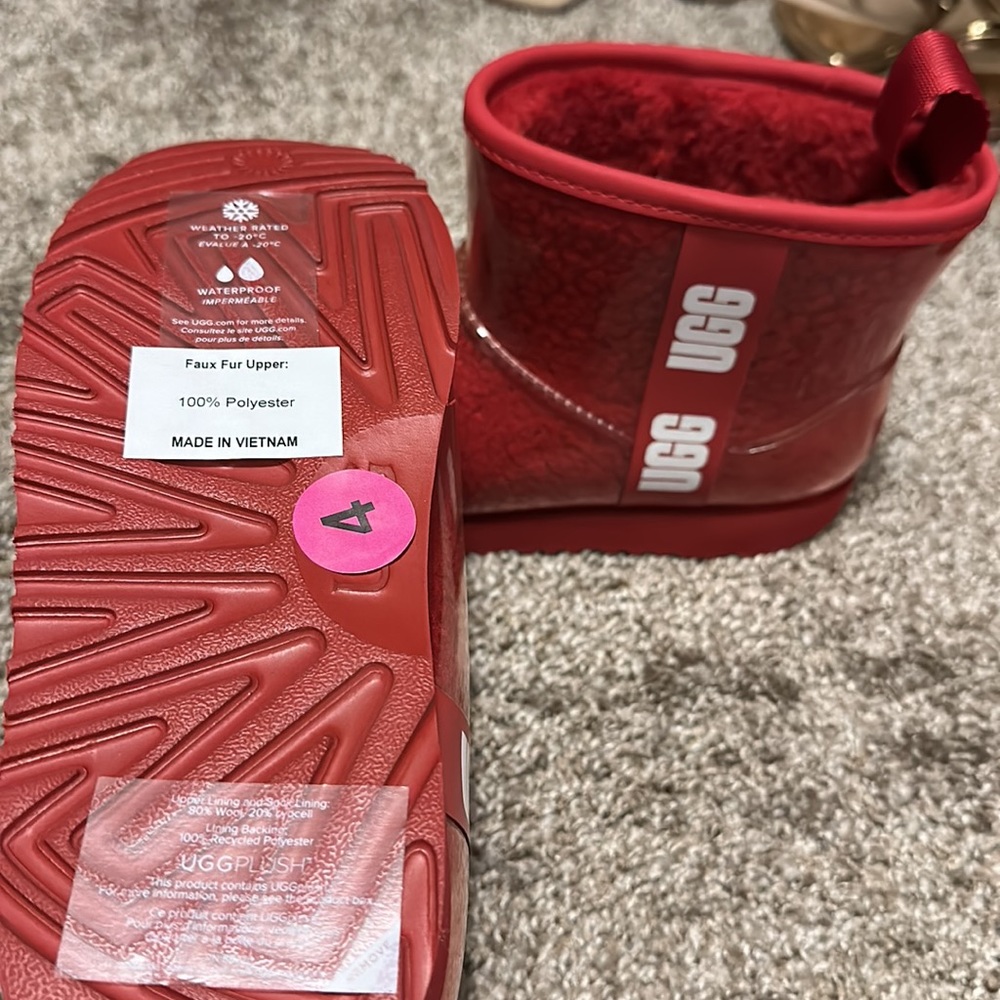 Ugg Classic Clear Mini, Samba Red boots - Picture 3 of 6